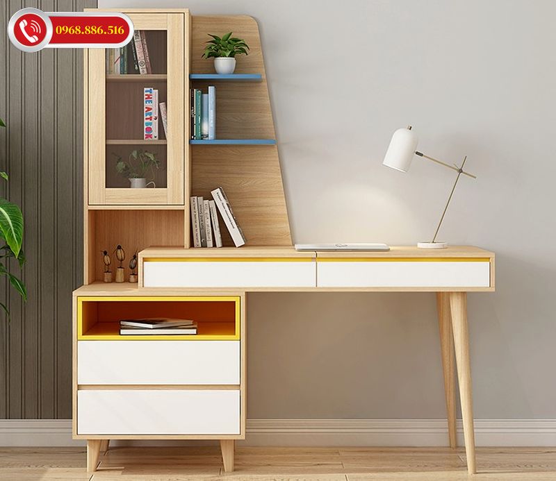 Bàn làm việc thiết kế hiện đại tinh tế với chất liệu gỗ MDF được phù Melamine ấn tượng