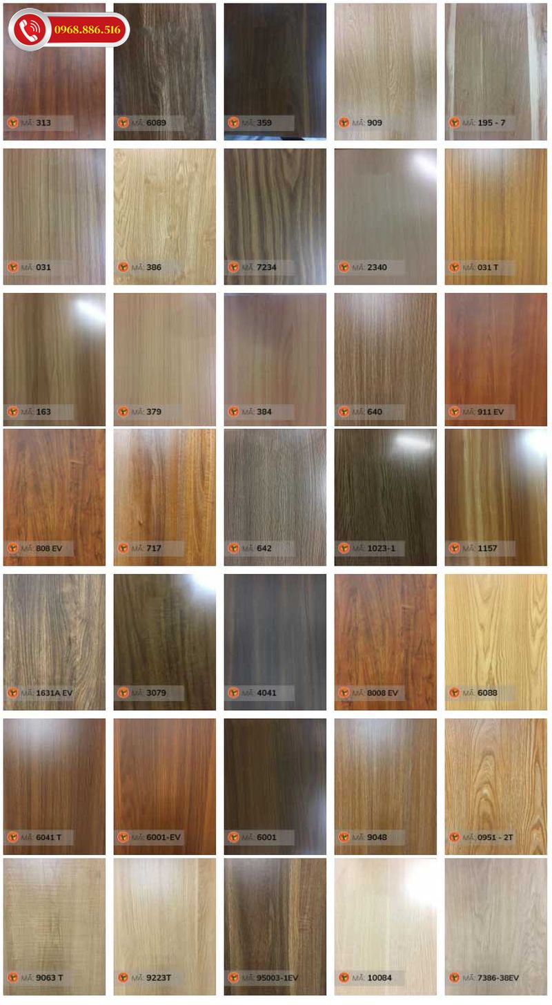 Bảng màu gỗ MDF phủ Melamine