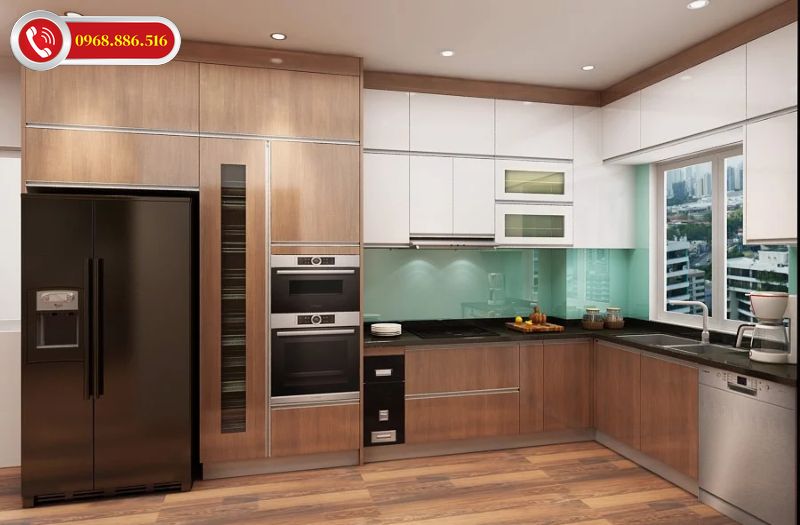 Tủ bếp MDF phủ acrylic sáng bóng