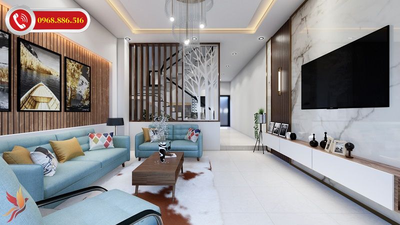 Phòng khách với điểm nhấn ở bộ ghế sofa