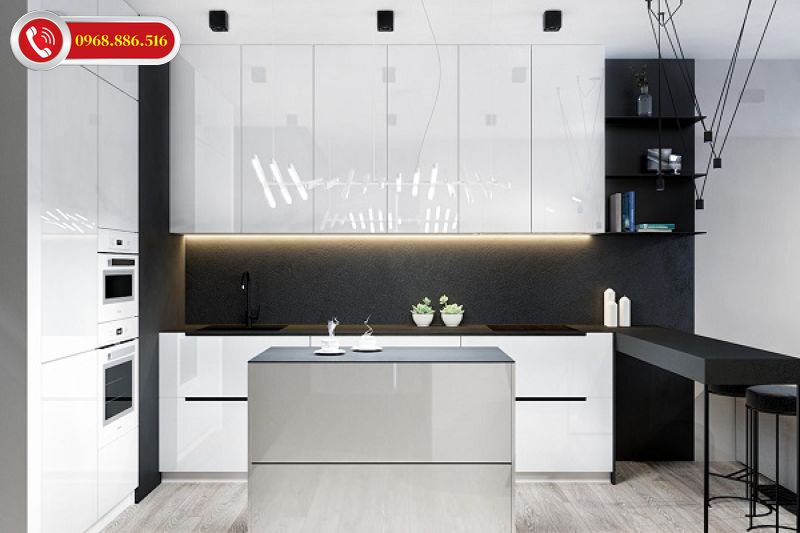 TOP +43 Mẫu tủ bếp Acrylic an cường đẹp - Báo giá tại xưởng 2026 ✅ 43 Tủ bếp acrylic màu trắng chữ I đơn giản
