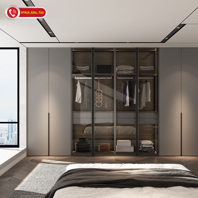 Mẫu tủ cánh kính hiện đại trẻ trung