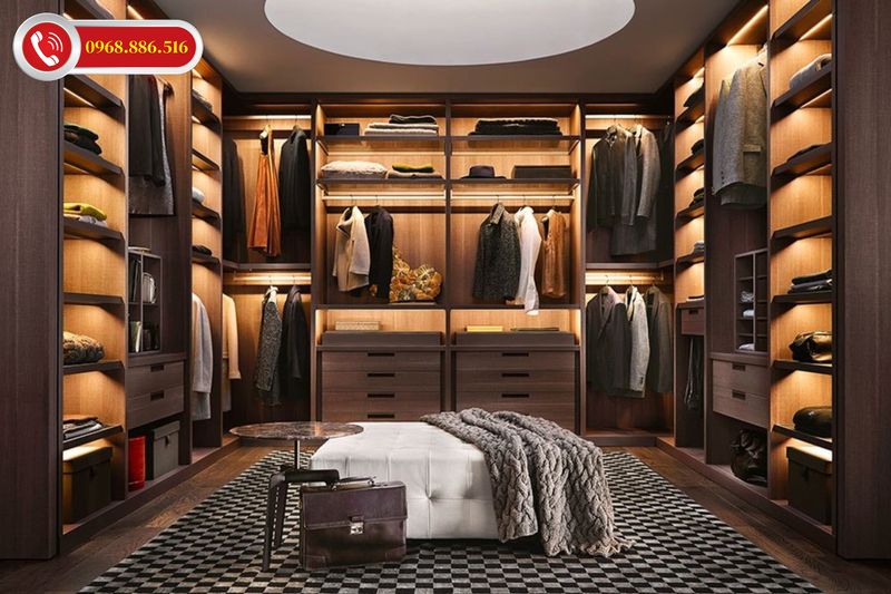 Mẫu tủ không cách kết hợp đèn led ấn tượng