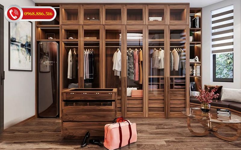 Tủ ấm tường cánh kính thiết kế hiện đại sang trọng