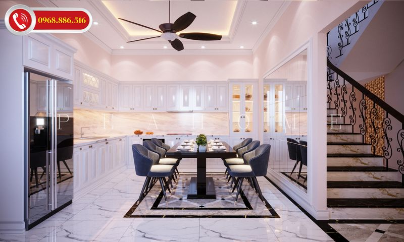 Phòng bếp nhà phố tân cổ điển sang trọng cao cấp