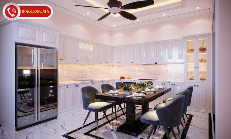 Phòng bếp nhà phố tân cổ điển sang trọng cao cấp