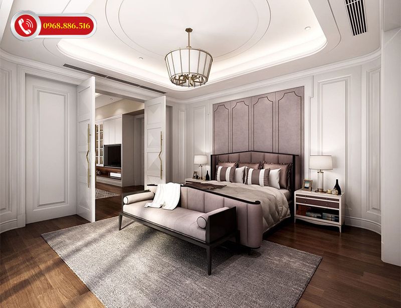 Thiết kế nội thất phòng ngủ đẹp sang trọng với tông màu nhẹ nhàng tinh tế