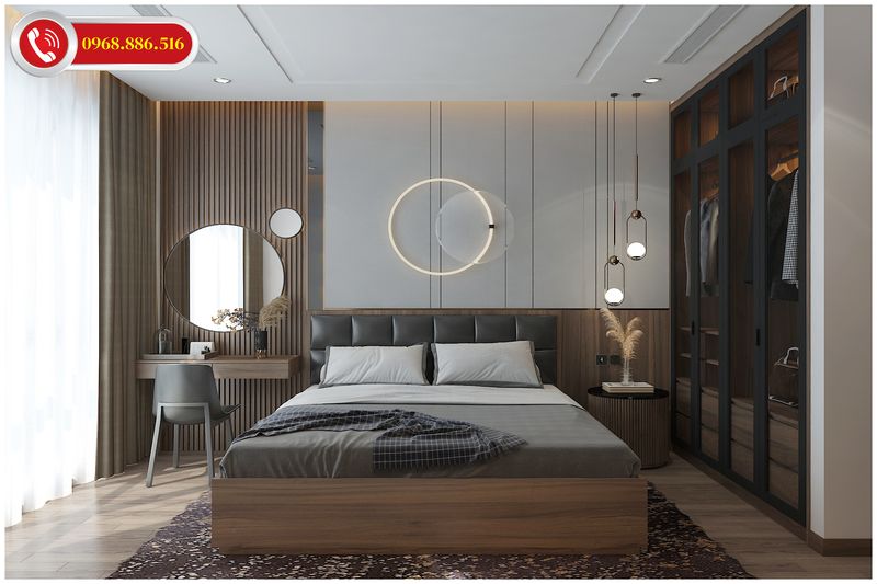 Không gian phòng ngủ hiện đại tinh tế với tông màu tinh tế nhẹ nhàng