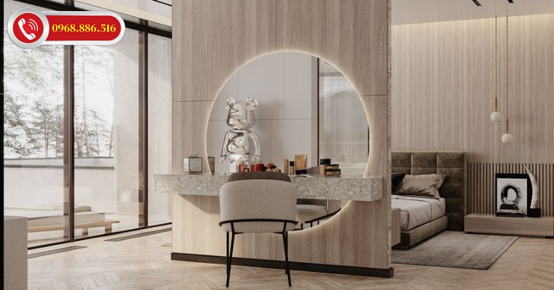 Phòng ngủ master biệt thự được sắp đặt hài hòa mộ mạc và tuyệt vời cho giấc ngủ