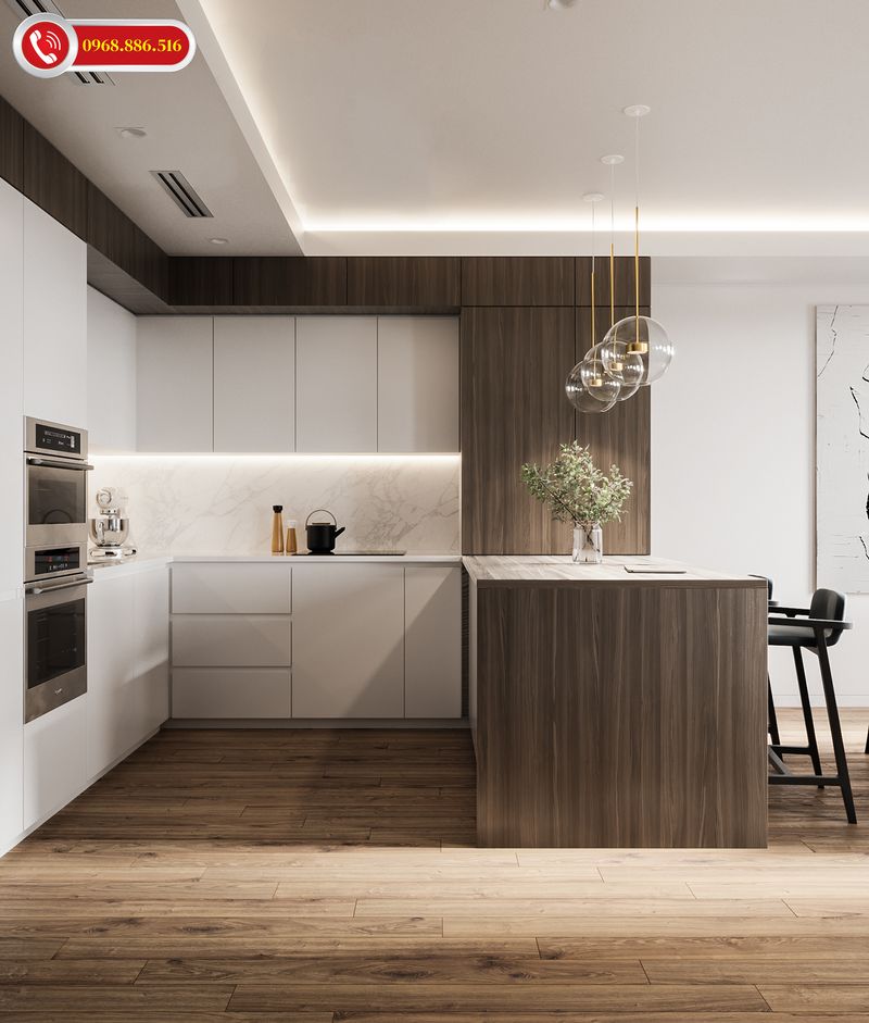 Tủ bếp gỗ công nghiệp hiện đại