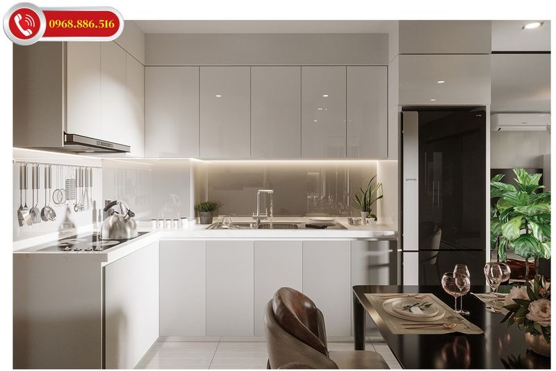 Lắp đặt tủ bếp nhựa phủ acrylic ấn tượng hợp phong thủy