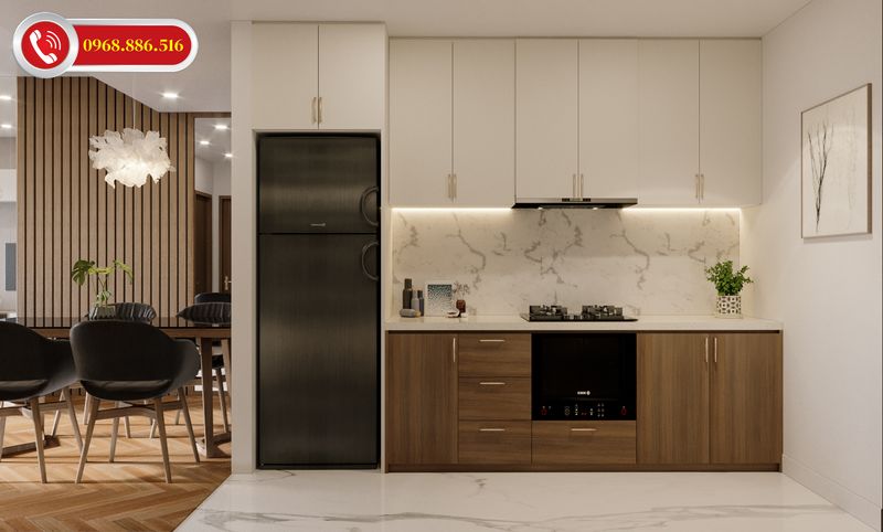 Tủ bếp hình chứ I dành cho không gian hạn hẹp