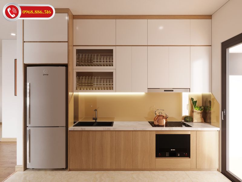 Bếp hình chữ I đơn giản phù hợp với không gian nhỏ