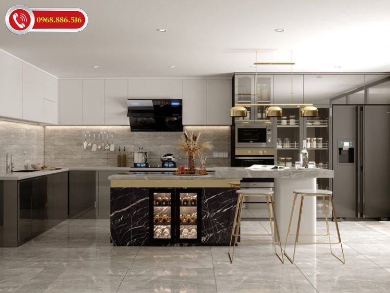 TOP +63 Mẫu tủ bếp kết hợp tủ rượu đẹp - Bảng giá trọn gói 2026 ✅ 20 Tủ bếp kèm tủ rượu gỗ công nghiệp sang trọng, tinh tế