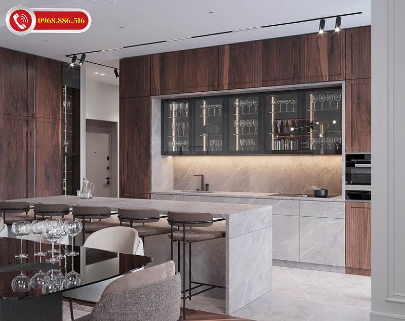 TOP +63 Mẫu tủ bếp kết hợp tủ rượu đẹp - Bảng giá trọn gói 2026 ✅ 22 Tủ bếp kết hợp tủ lạnh và tủ rượu gỗ tự nhiên