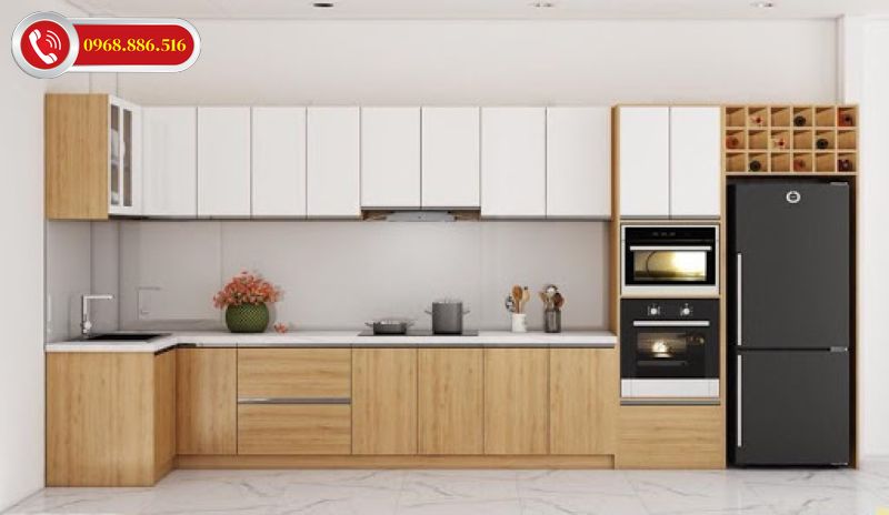 Tủ bêp chữ I đơn giản cho căn hộ
