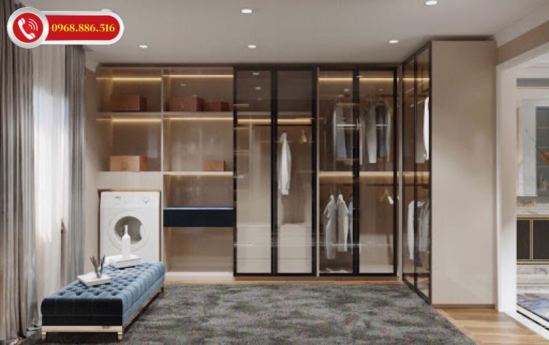 TOP +27 Tủ quần áo cánh kính Cửa lùa - Cánh mở & Bảng giá /m2 2026 ✅ 35 Tủ quần áo chữ L cánh lùa hiện đại