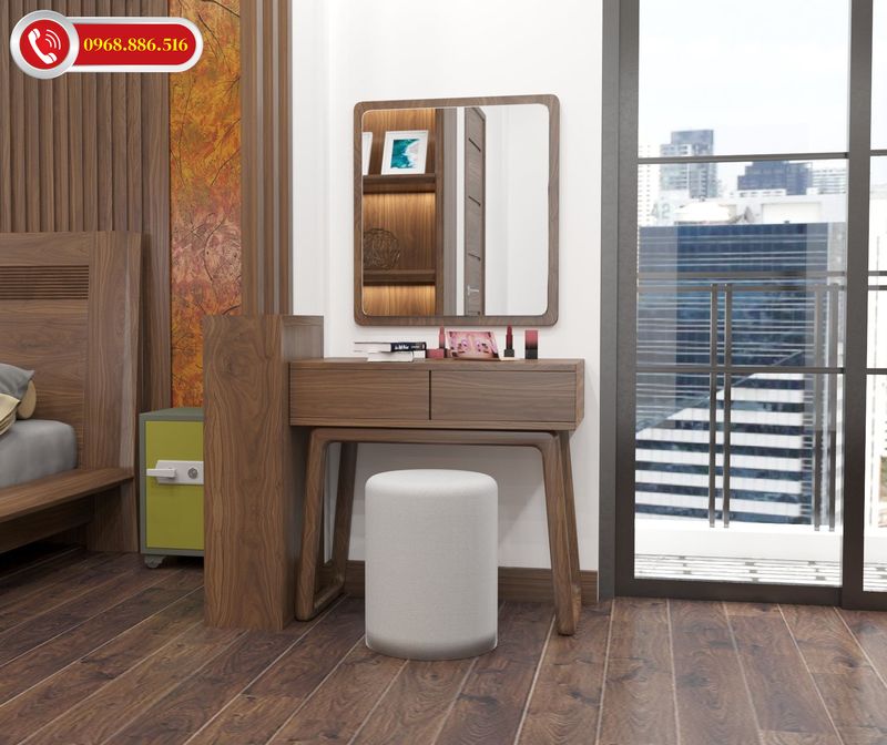Bàn trang điểm trong phòng ngủ gỗ óc chó cao cấp sang trọng
