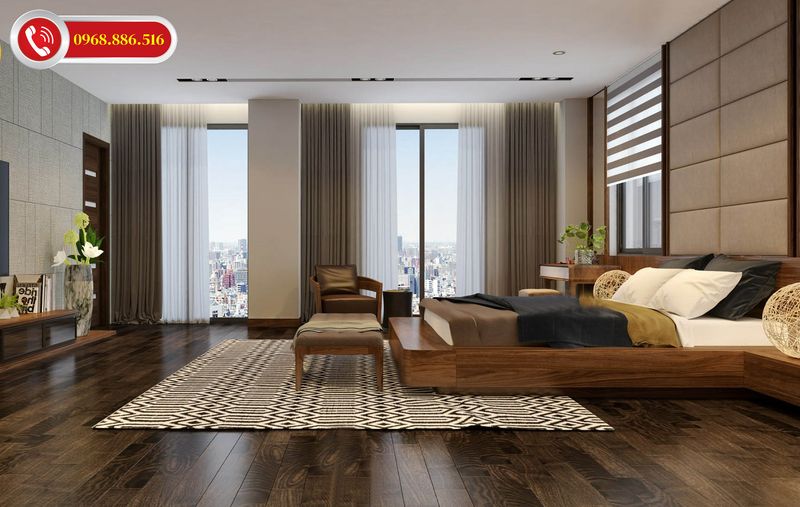 Không gian phòng ngủ thiết kế rộng rãi tiện nghi