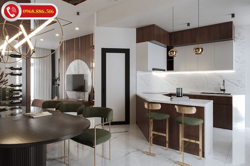 Căn bếp góc được thiết kế ấn tượng