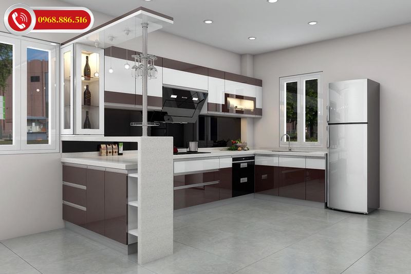 Không gia căn nhà có thêm điểm nhấn nhờ thiết kế bếp chữ U