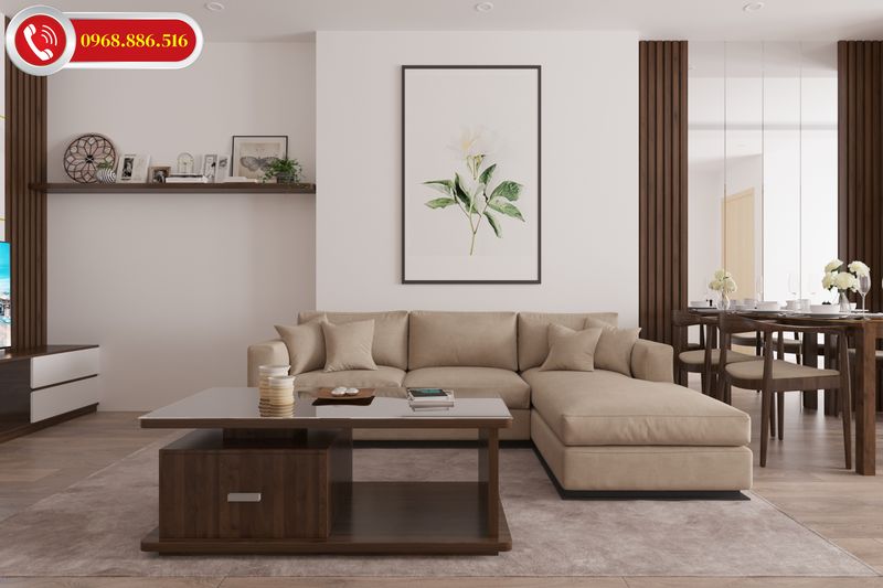 Không gian phòng khách chung cư thường được thiết kế liên thông với hệ thống phòng ăn và phòng bếp