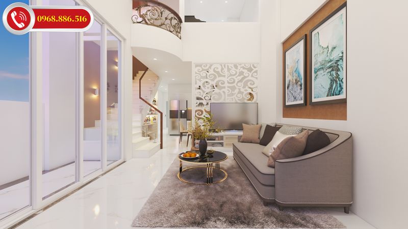 Thiết kế nội thất phòng khách đẹp sang trọng nhẹ nhàng