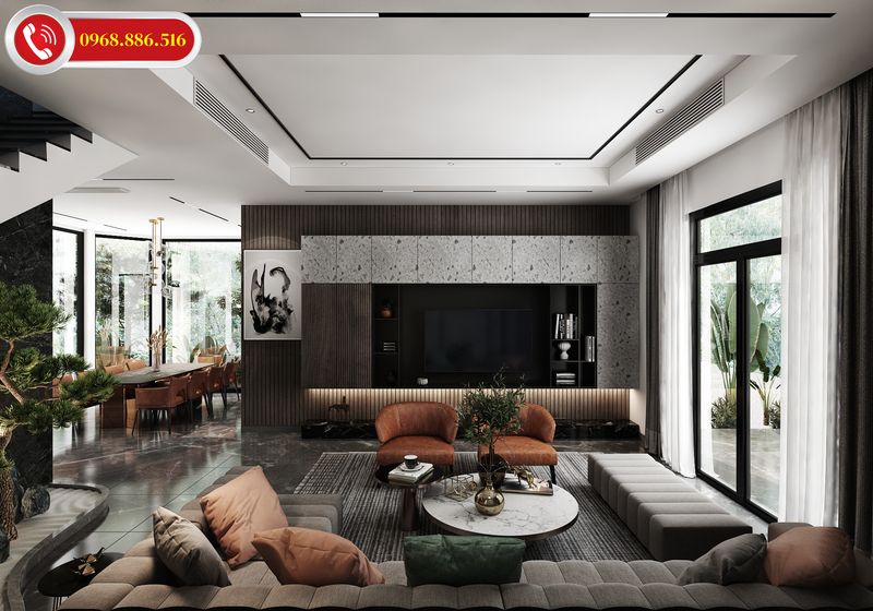 Thiết kế nội thất phòng khách nhà cấp 4 đẹp