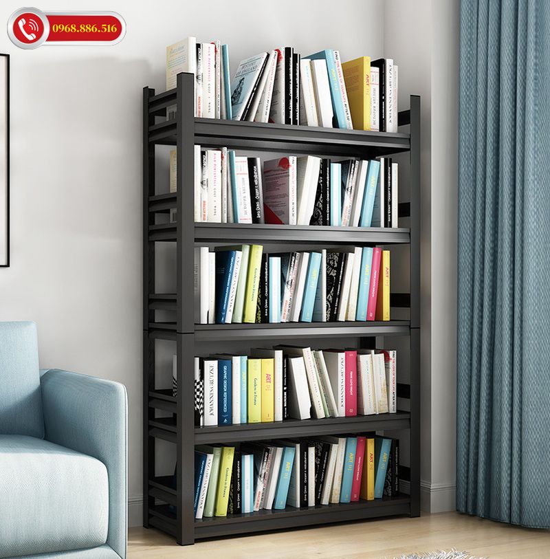 Kệ sách thiết kế đơn giản hiện đại với chất liệu khung sắt chắc chắn