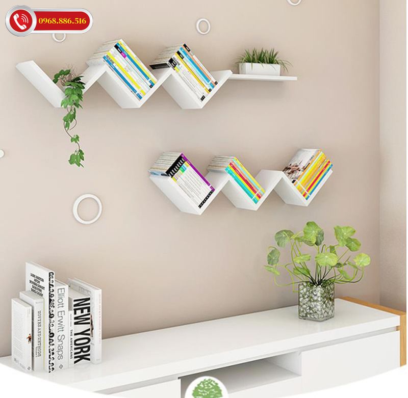 Mẫu kệ sách treo tường thiết kế ấn tượng tinh tế