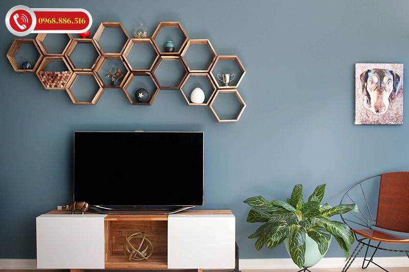 Trang trí kệ sách hình tổ ong được thiết kế ấn tượng phù hợp với những không gian