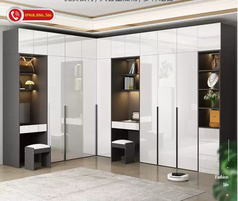 Tủ quần áo kịch trần gỗ công nghiệp MDF tối ưu công năng - Mẫu 9