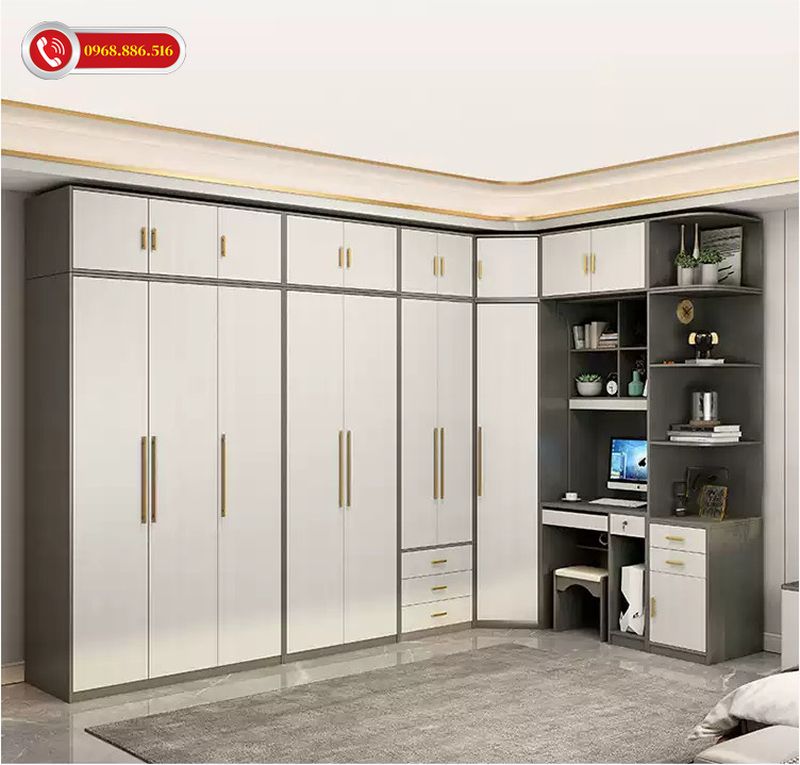 Tủ quần áo kịch trần gỗ công nghiệp MDF tối ưu công năng - Mẫu 7