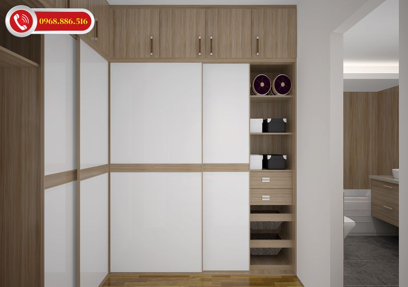 Tủ quần áo kịch trần gỗ công nghiệp MDF - Mẫu 2