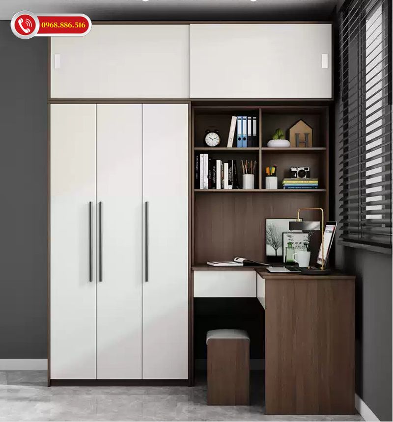 Tủ quần áo kịch trần gỗ công nghiệp MDF tối ưu công năng - Mẫu 6