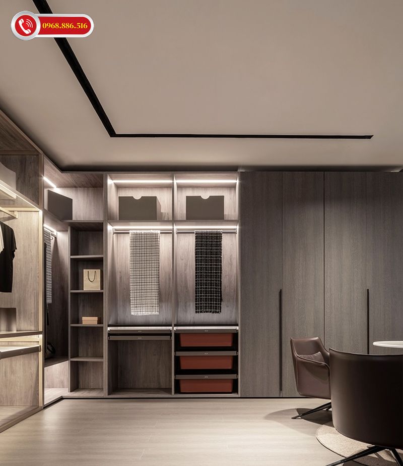 Tủ quần áo kịch trần gỗ công nghiệp MDF 