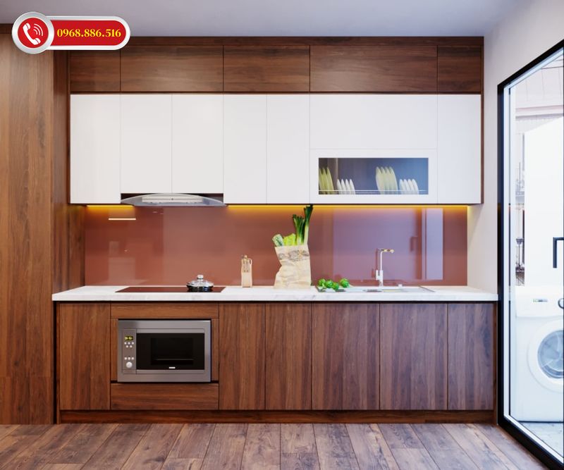Tủ bếp gỗ MDF chống ẩm hiện đại - Mẫu 6