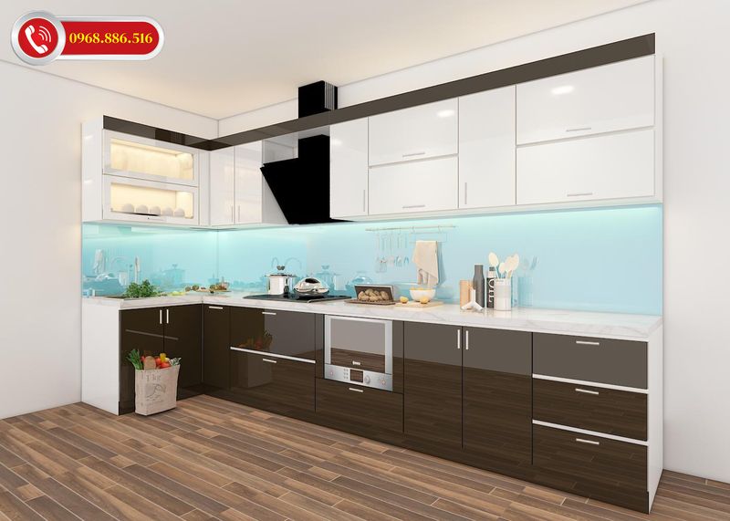 Tủ bếp gỗ MDF chống ẩm hiện đại - Mẫu 5