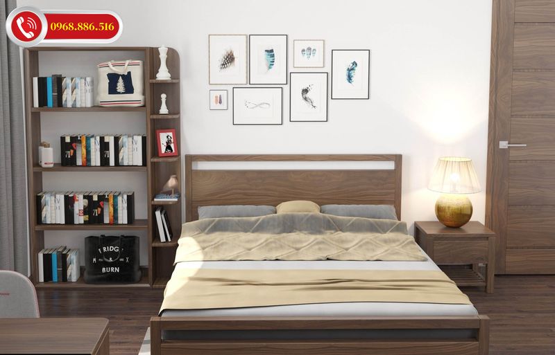 Combo nội thất phòng ngủ biệt thự cao cấp gỗ tự nhiên óc chó - M8