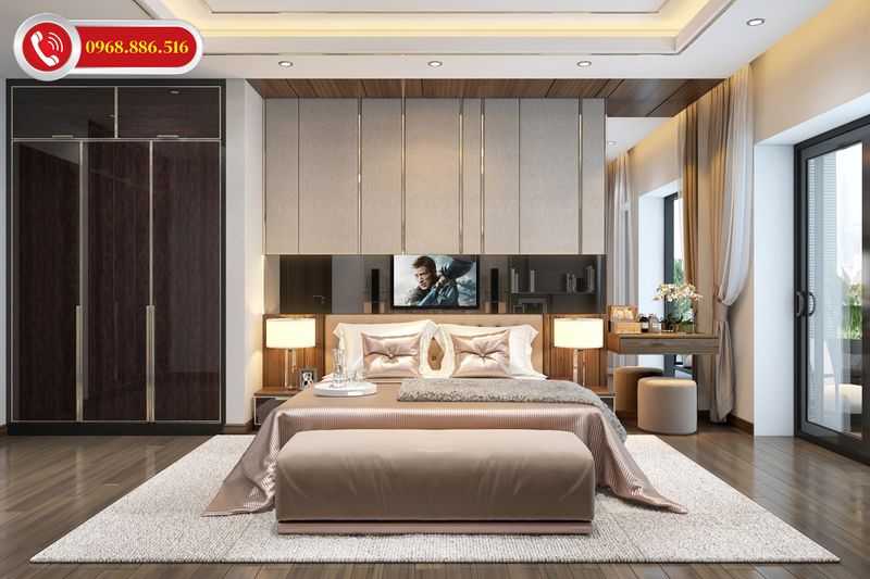 TOP #99 Ý tưởng thiết kế nội thất chung cư 100m2 đẹp Hot 2026 58 Không gian nội thất phòng ngủ master