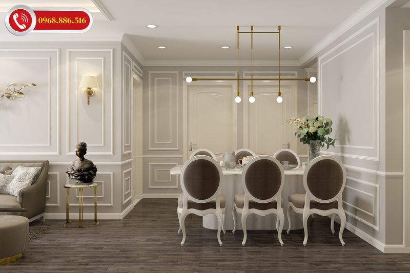 TOP #99 Ý tưởng thiết kế nội thất chung cư 100m2 đẹp Hot 2026 70 Bàn ăn 6 ghế thiết kế đơn giản tinh tế