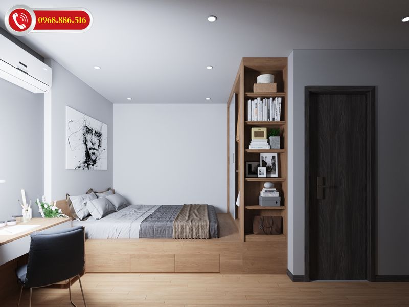 TOP #99 Ý tưởng thiết kế nội thất chung cư 100m2 đẹp Hot 2026 78 Không gian phòng ngủ đơn giản tiện ích