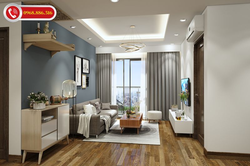 TOP #99 Ý tưởng thiết kế nội thất chung cư 100m2 đẹp Hot 2026 62 Sự kết hợp những yếu tố hiện đại và truyền thống, mang lại nét ấn tượng mới mẻ không gian phòng khách