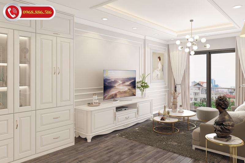 TOP #99 Ý tưởng thiết kế nội thất chung cư 100m2 đẹp Hot 2026 68 Thiết kế nội thất chung cư 100m2 với phong cách tân cổ sang trọng