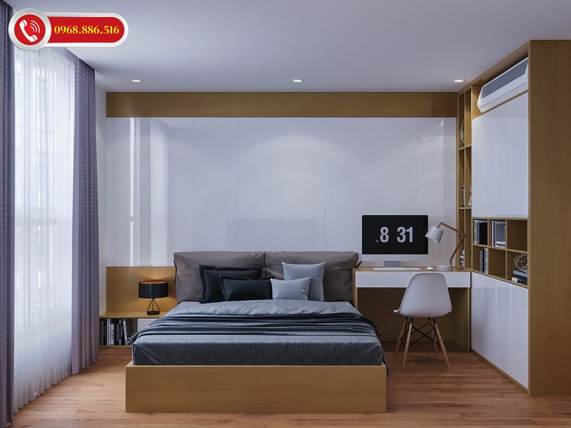 TOP #99 Ý tưởng thiết kế nội thất chung cư 100m2 đẹp Hot 2026 53 Không gian nội thất phòng ngủ master