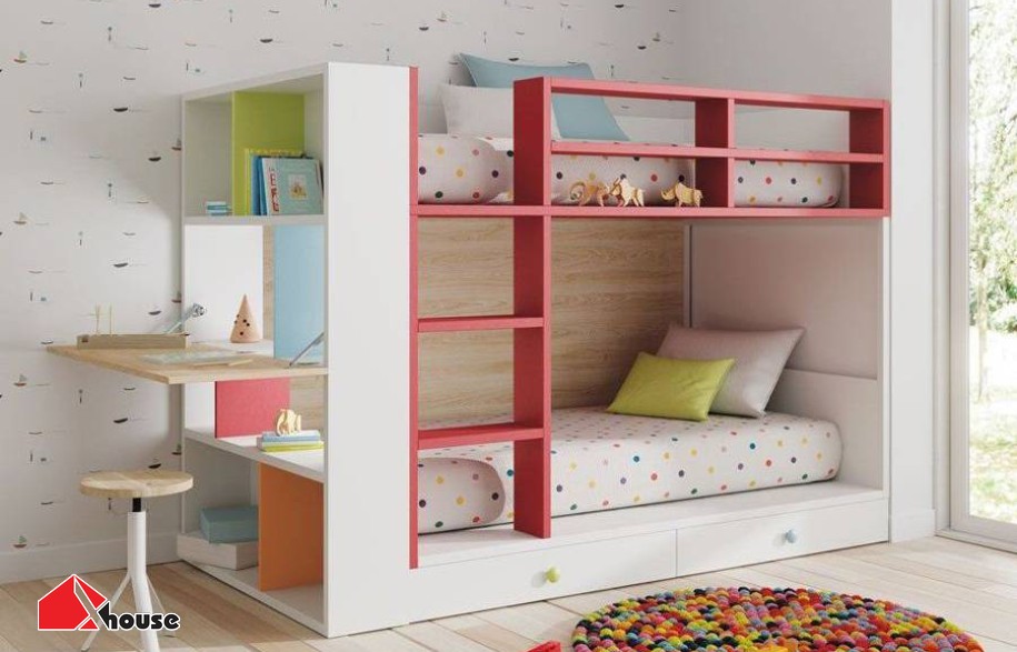 Mẫu giường tầng đa năng dành cho bé gái - M4