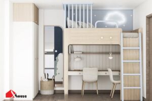 Giường tầng thông minh kết hợp bàn ọc là một trong những sản phẩm nội thất mang đặc tính tối ưu không gian