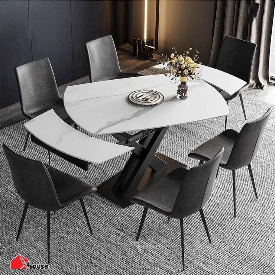 TOP+50 Bộ bàn ăn chung cư đẹp, trang nhã, hiện đại 2026 33 Bàn ăn mặt đá thông minh