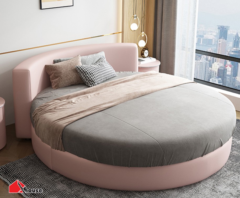 Giường ngủ tròn màu hồng đẹp được ưa chuộng hiện nay