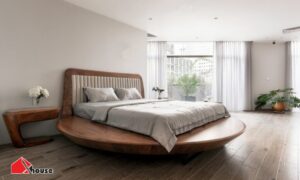 Giường tròn gỗ tự nhiên